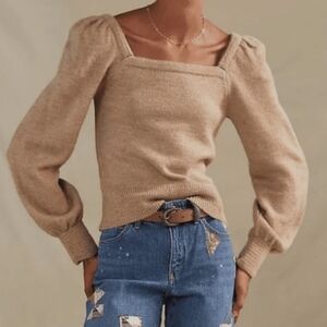 Anthropologie square neck sweater - M - EUC